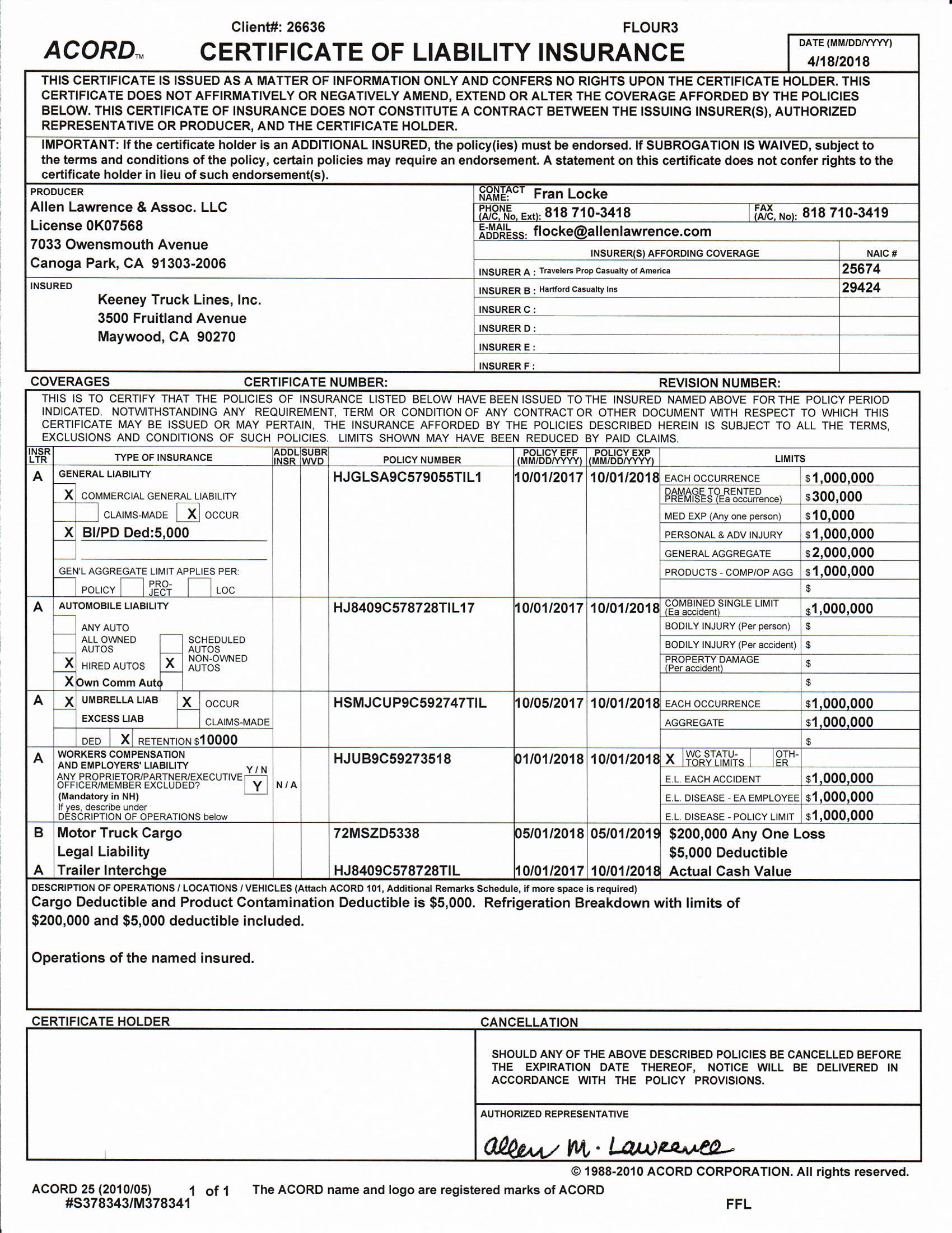Insurance Cert
